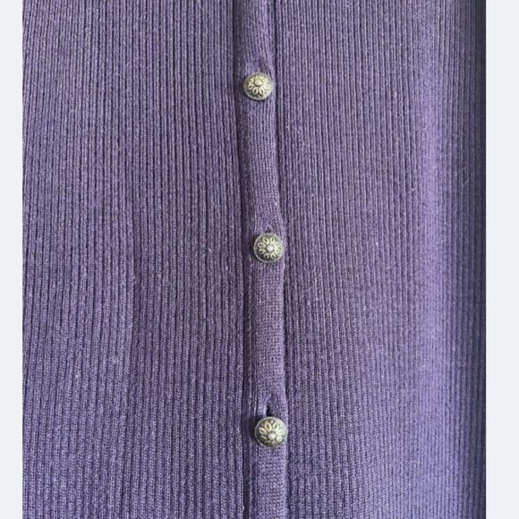 VTG Carole Little Plum Purple Wool Blend Midi Sweater Dress Size Petite Small - Picture 3 of 4